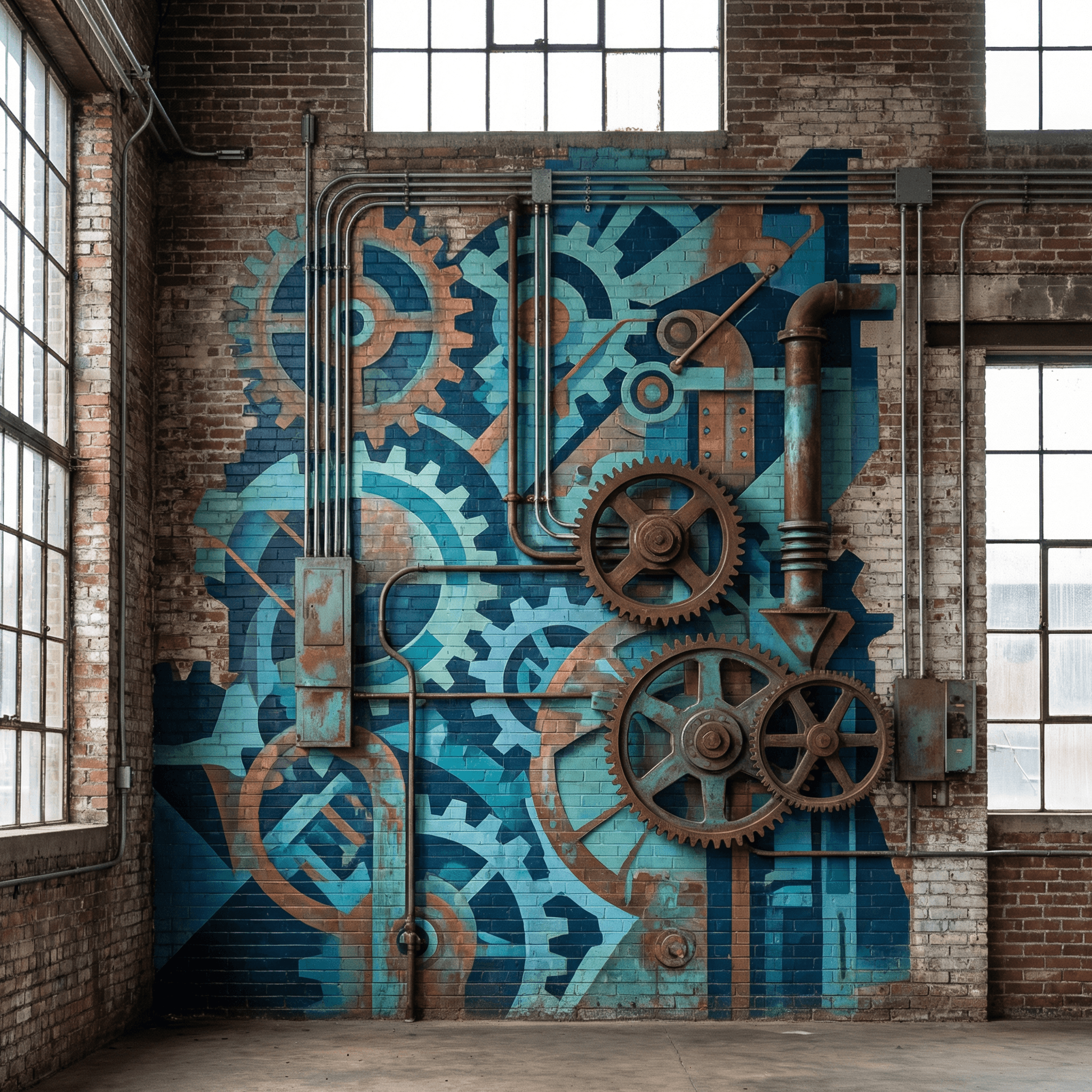 After: 歯車モチーフの幾何学模様アート